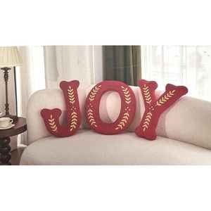 JOY Decorative Throw Pillows Set of 3 – Red & Gold Holiday Christmas Couch Décor